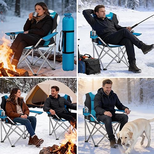 Miniatura 6 de Camabel - Sillas plegables para campamento al aire libre, acolchada, ligera para adultos, de alta capacidad, para uso pesado, senderismo, pesca, con