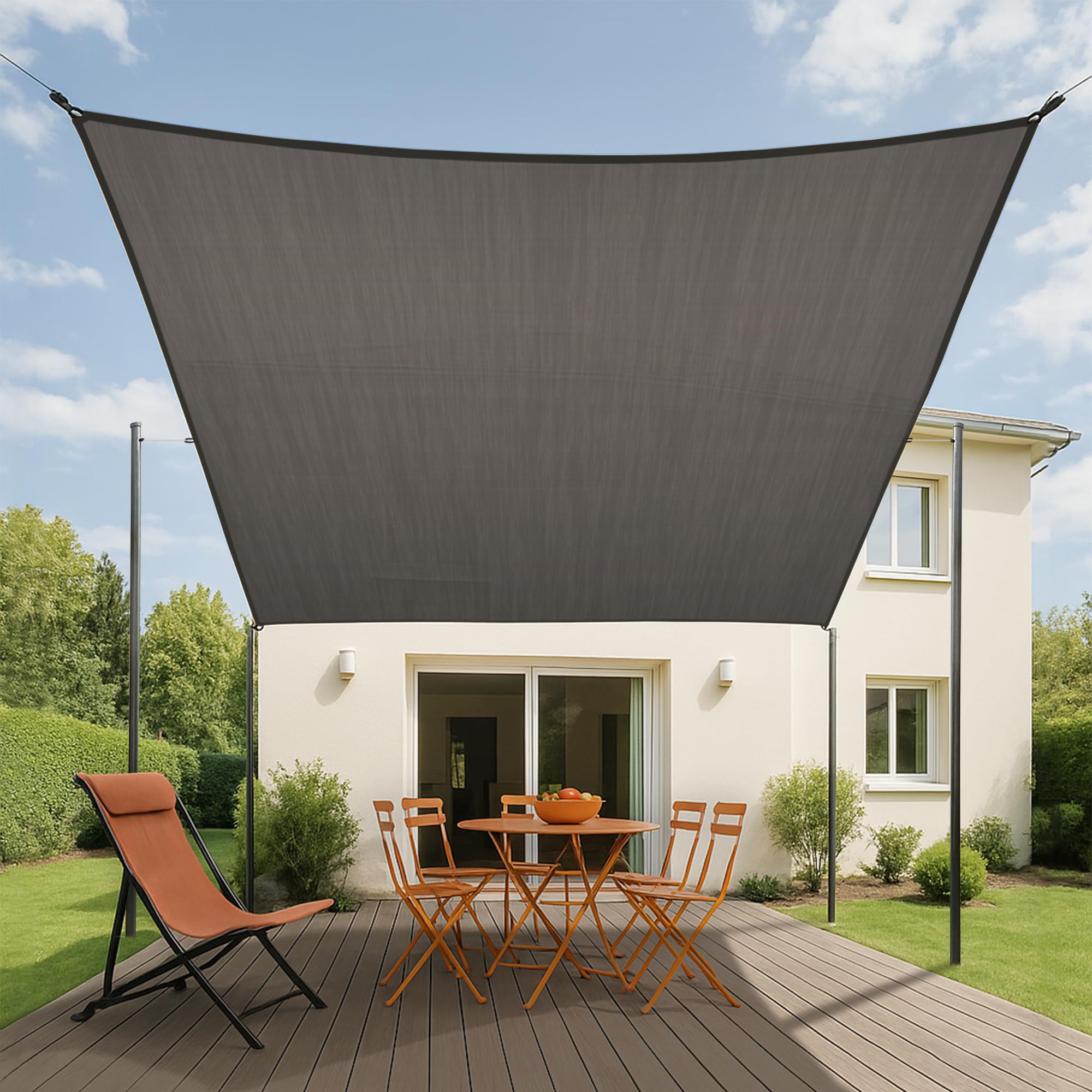HIPPO 180 GSM Shade Sail with PP Band Sun Shade UV Block for Canopy Cover, Outdoor Patio, Garden, Pergola, Balcony Tent (10FTX15FT, Pebble Grey)-image-46