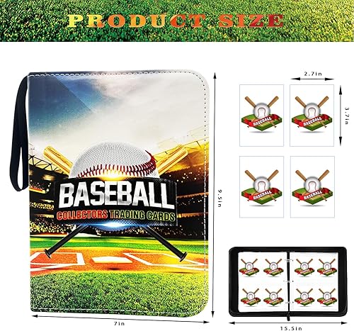 Miniatura 2 de Carpeta de tarjetas de béisbol de 400 bolsillos, soporte para tarjetas intercambiables, álbum de coleccionistas de tarjetas, 4 bolsillos con 50