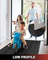 Vista 4 de Tapete para puerta delantera interior y exterior, tapete resistente de 16 x 32 pulgadas para entrada, tapete absorbente de bajo perfil de bienvenida