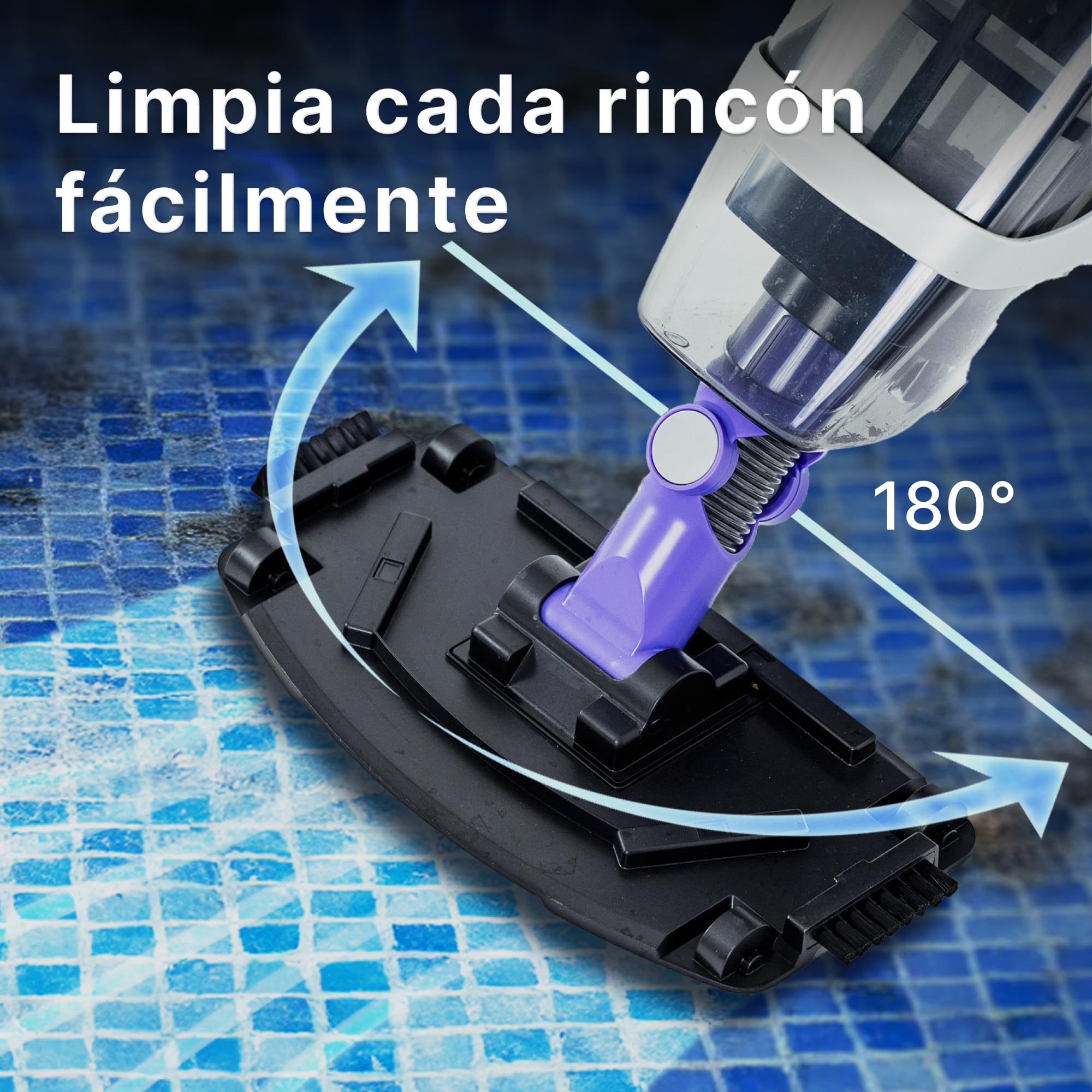 Niya AquaSweep S1 Aspirador de Piscina con batería y Barra telescópica, Succión Potente, Limpieza de rincones difíciles, 60min de autonomía, para Piscinas elevadas y enterradas, Jacuzzis y Spas