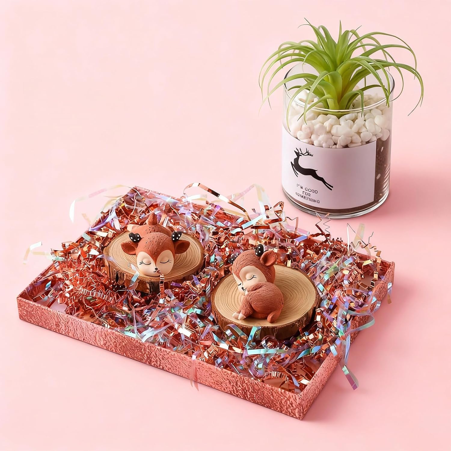 PAPER FAIR Metallic Iridescent Rose Gold Crinkle Cut Paper Shredded Filler, 5OZ Rosy Pink Gold Grass Raffia Tissue, Strands Shred Craft Bedding Cushion Paper, for Christmas Wedding Mothers Day Bridesmaid Engagement Gift Boxes Bags Retail Decoration
