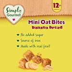 Simply Gourmet Mini Oat Bites, Banana Bread, 13 x 36g | Toddler Snack | No Added Sugar | Source of Iron | Gluten-Free | Made in Canada