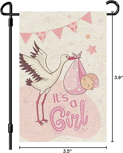Miniatura 9 de INNORU Bandera de jardín con texto en inglés "It's a Girl", letrero de fiesta de revelación de género, letrero de bienvenida para baby shower,