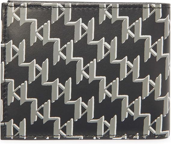 KARL LAGERFELD Paris Women's Split/Bubble Leather Kl Logo Pattern Billfold Wallet, Black_cha2, One Size