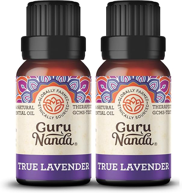GuruNanda Lavender Essential Oil - 100% Pure Therapeutic-Grade Oil for Aromatherapy, Stress Relief, Calm and Relaxed Sleep - A Premium Soothing Fragrance for Diffuser (15ml) 0.51 Fl Oz (Pack of 2)
