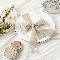 Vista 7 de MAYREEL Cinta de terciopelo gris pardo de 2 pulgadas rasgada a mano, cinta de seda beige con borde deshilachado para ramos de novia, invitaciones