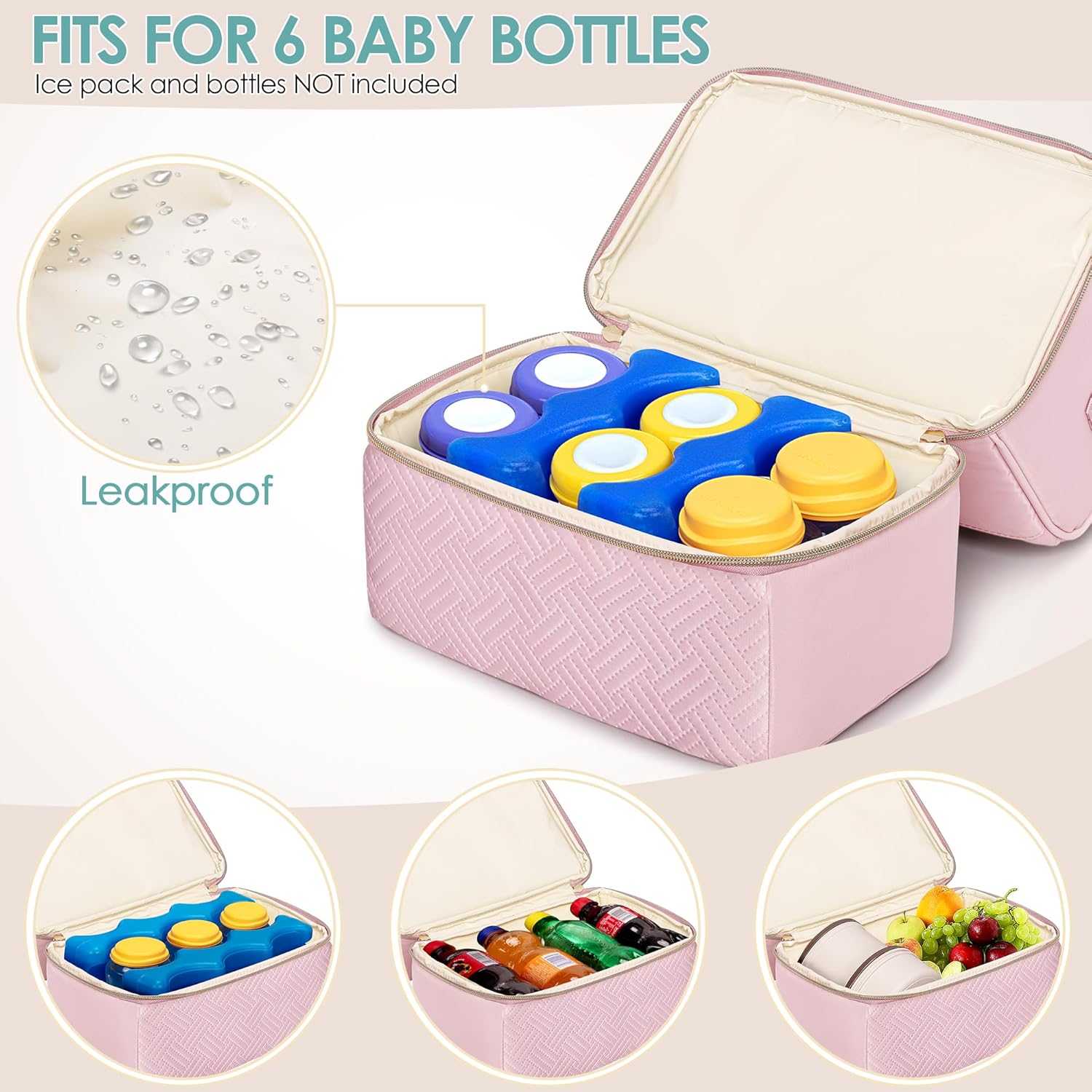 Fasrom Breast Pump Bag with Cooler Compartment Compatible with Momcozy, Medela and Willow Hands Free Pump, Pumping Tote with Waterproof Mat, Pink