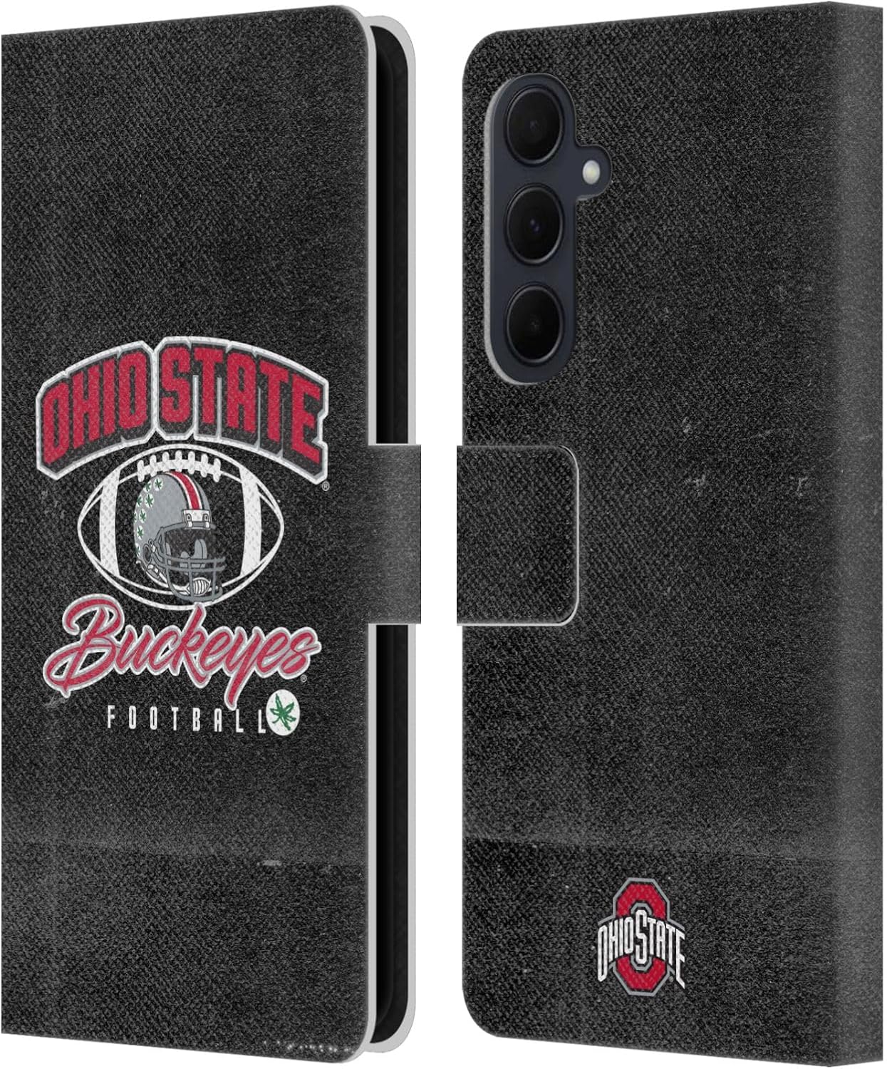 Head Case Designs Officially Licensed Ohio State University Vintage Football Graphics Leather Wallet Case Compatible with Samsung Galaxy A35 5G