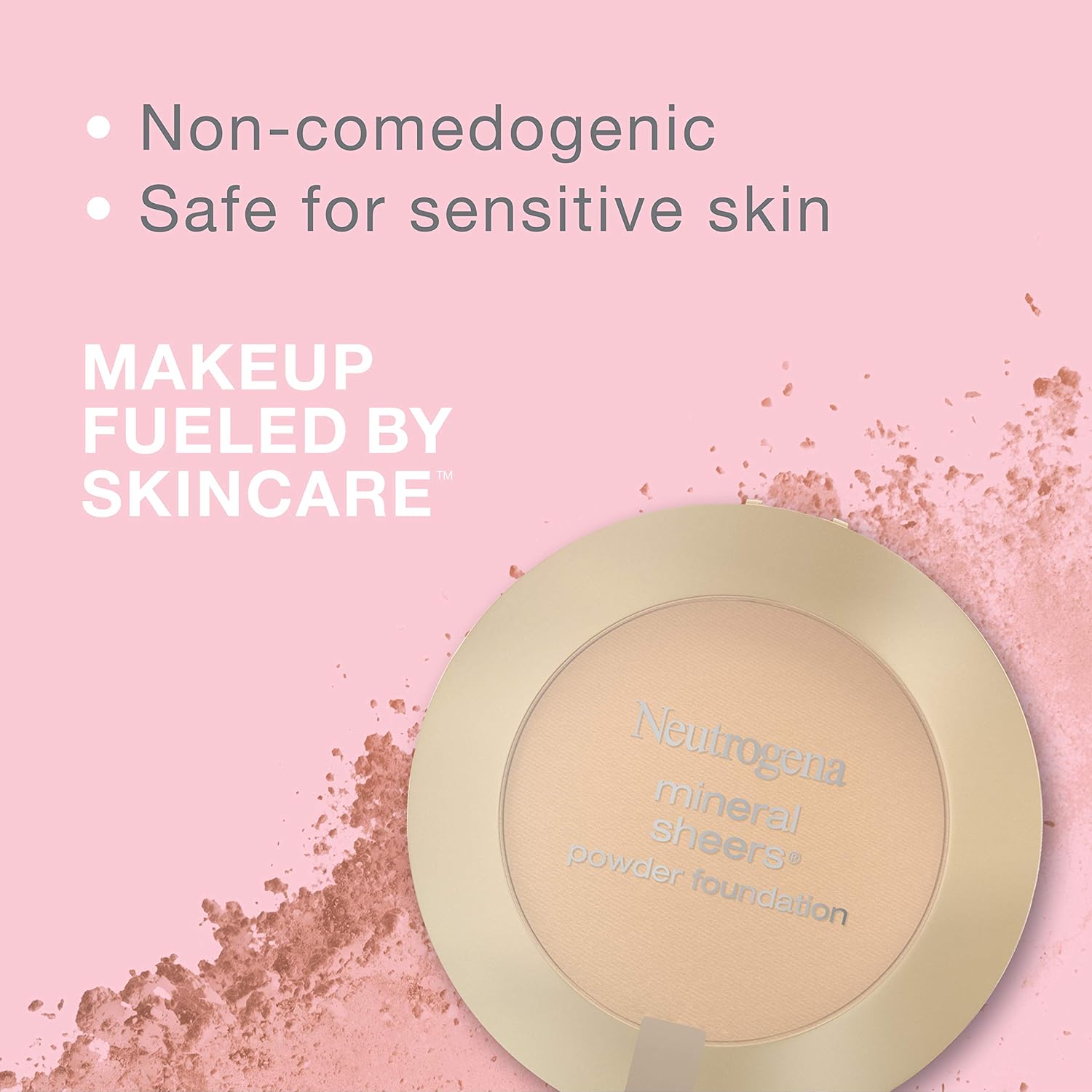 Neutrogena Mineral Sheers Compact Powder Foundation, Lightweight & Oil-Free Mineral Foundation, Fragrance-Free, Nude 40, 0.34 oz (Pack of 2) : Beauty & Personal Care