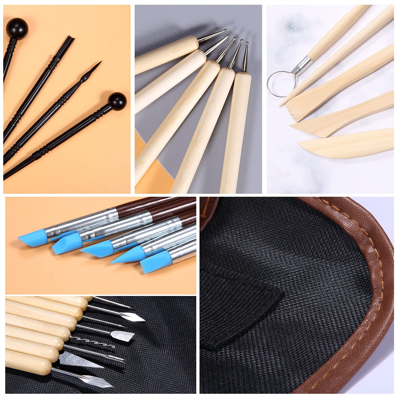 Kit 30 Pezzi Per Ceramica E Scultura - Con Borsa, Per Argilla, Fimo E Modellazione