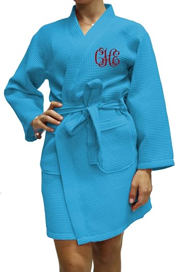 Personalized Waffle Bridesmaid Kimono Robe - Wedding Bridal Party Robes - Womens Bathrobe - Custom Monogrammed