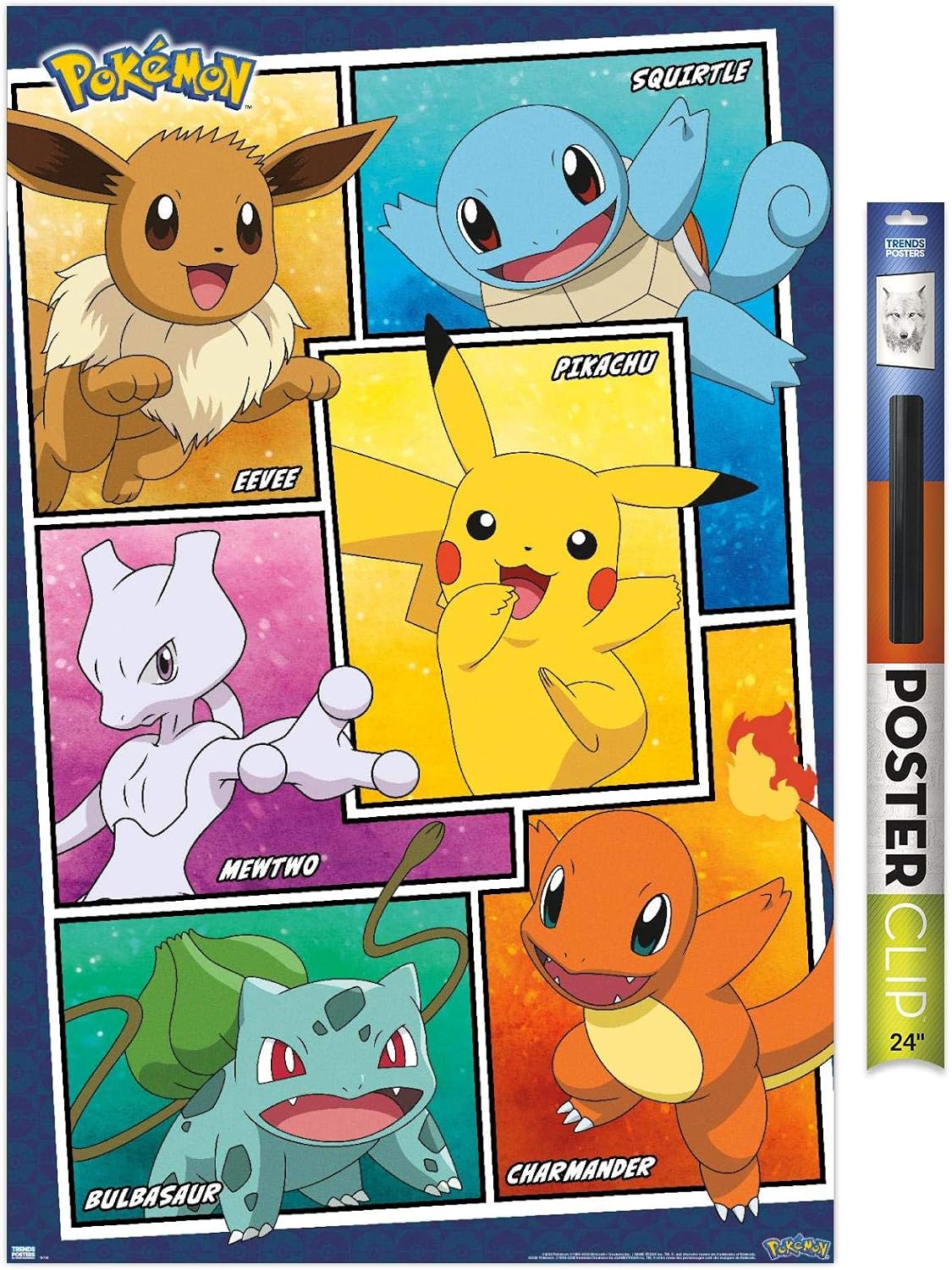 Trends International Pokémon - Group Collage Wall Poster, 22.375" x 34", Poster & Clip Bundle