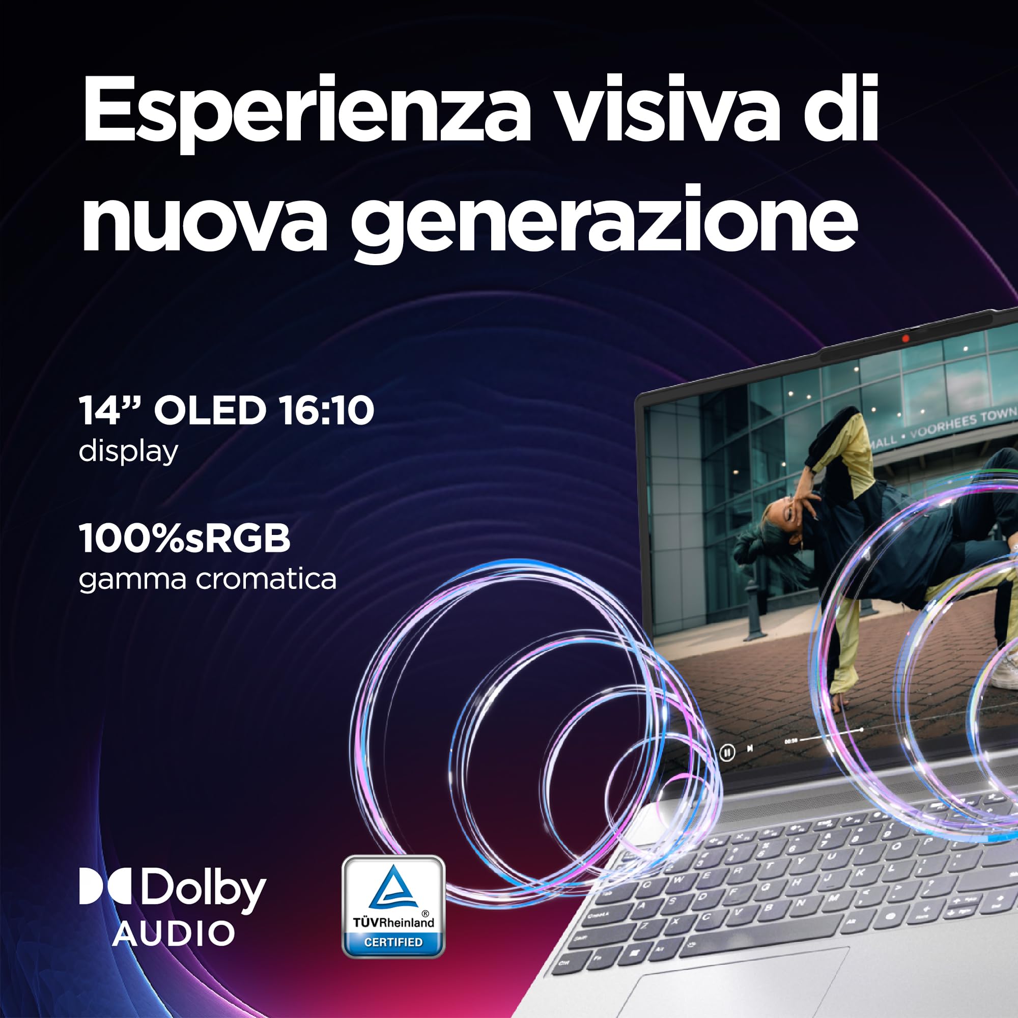 Lenovo IdeaPad Slim 5 Notebook 14" Display WUXGA (1920x1200) OLED, Intel Core Ultra 7 155H, Grafica Integrata, RAM 32GB, 1TB SSD, Windows 11 Home - Cloud Grey