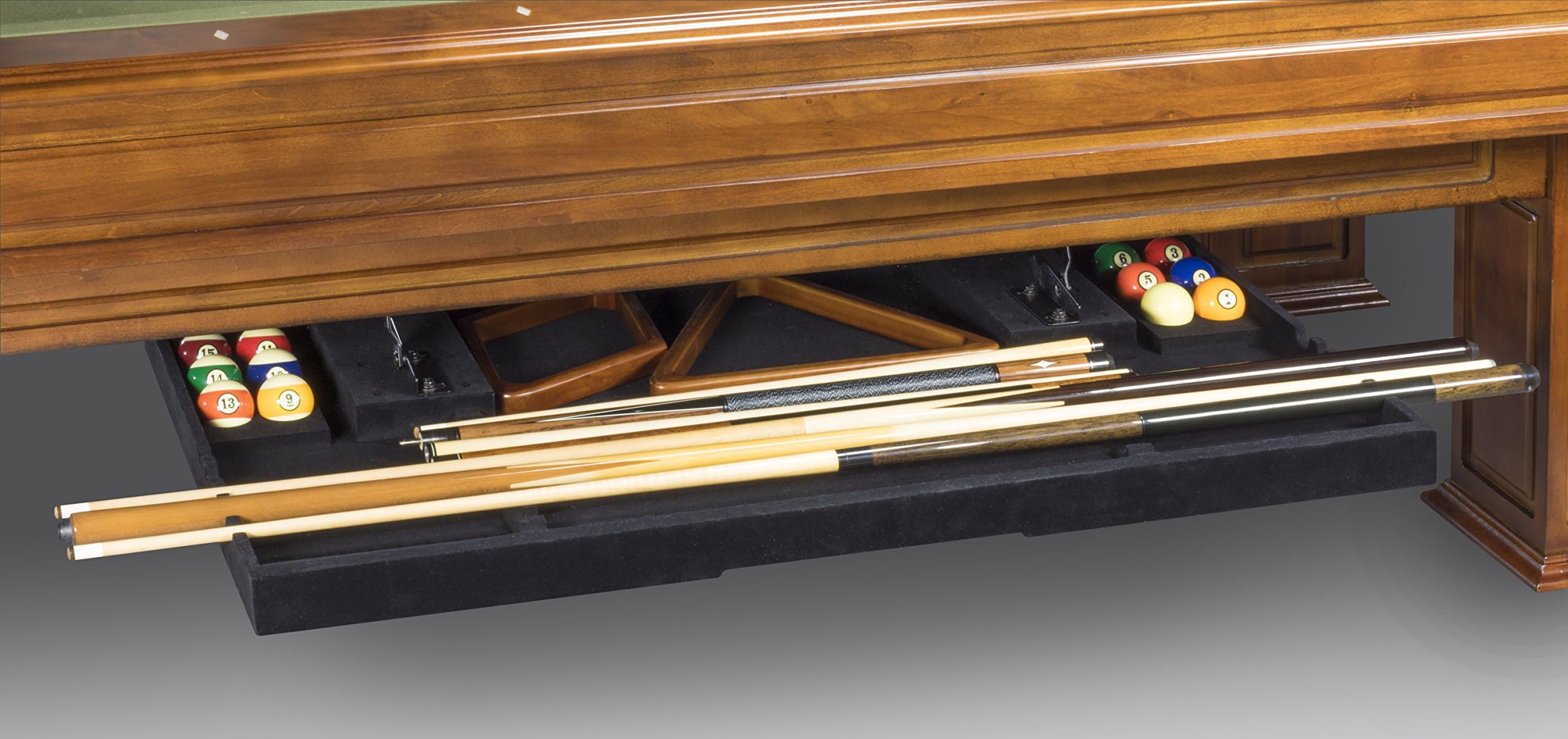 The Perfect Drawer Hidden Cue Rack for 7', 8' and 9' Pool Tables