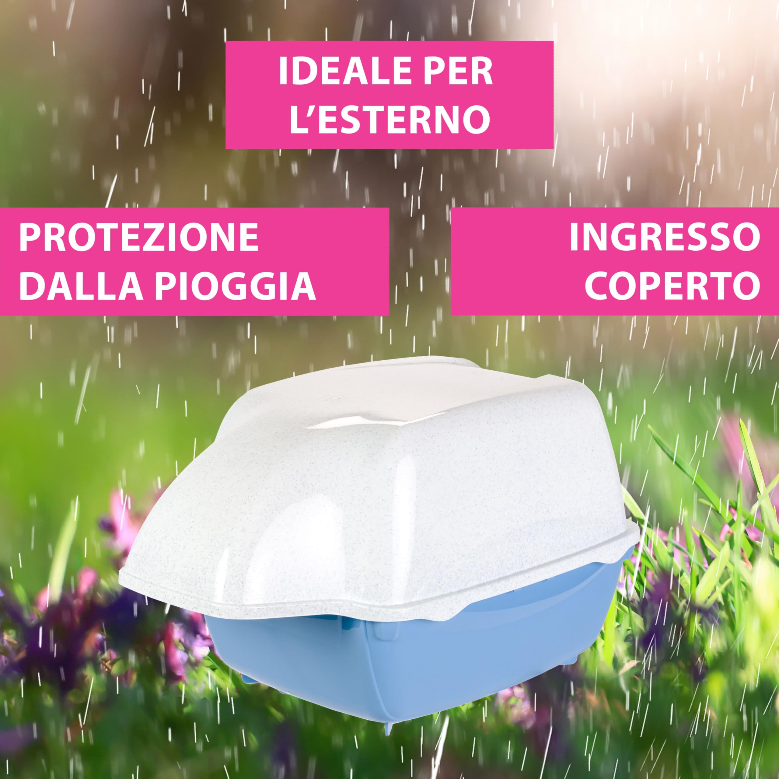 Ferplast Lettiera Gatto Chiusa, Toilette per Gatti Coperta, utilizzabile anche in Esterno, a Prova di Pioggia, 43,5 x 73,5 x h 41 cm, COSMIC OUTDOOR Lettiera Gatto Grande, Nero