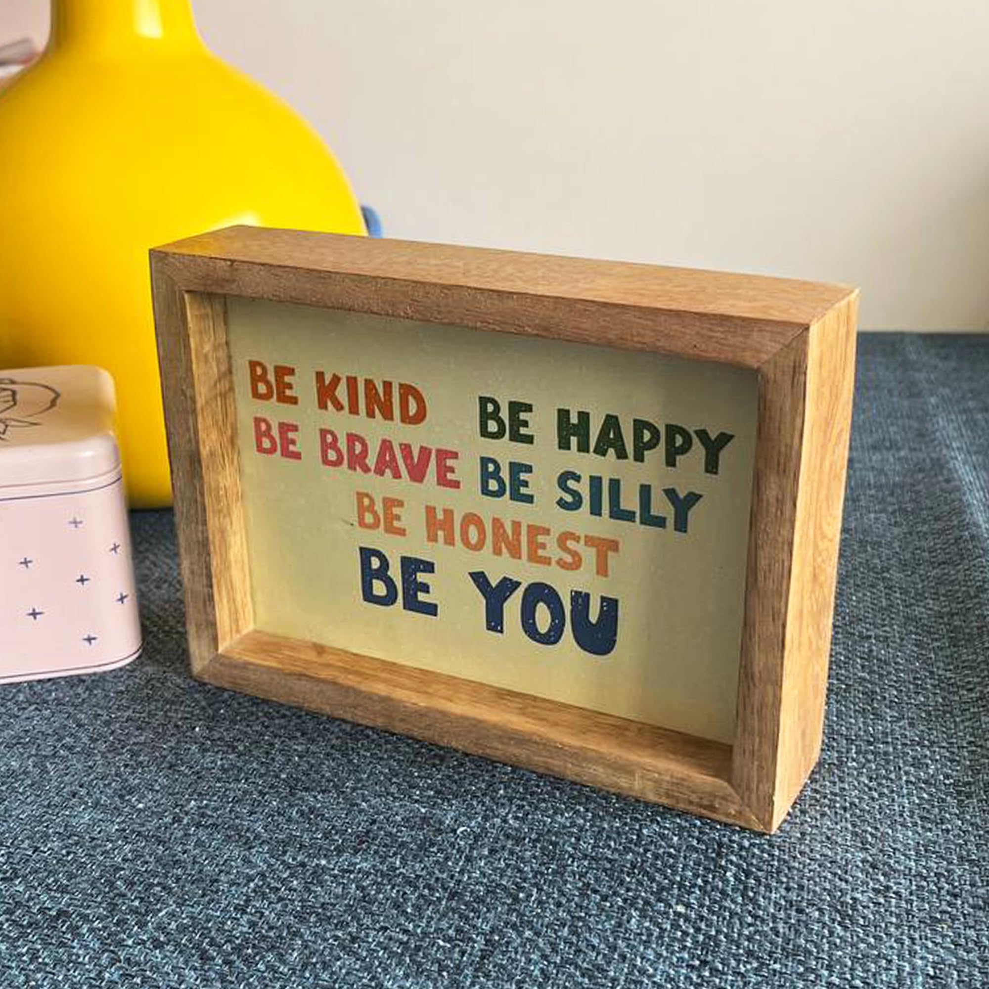 RAG28 Wooden Be Kind Be Happy Quote showpiece Item for Study Table Book Shelf Home Decor Items, Size: 7 X 5 X 1.5 Inches TSF9 (B0CVQLJRT3) Amazon Price History, Amazon Price Tracker
