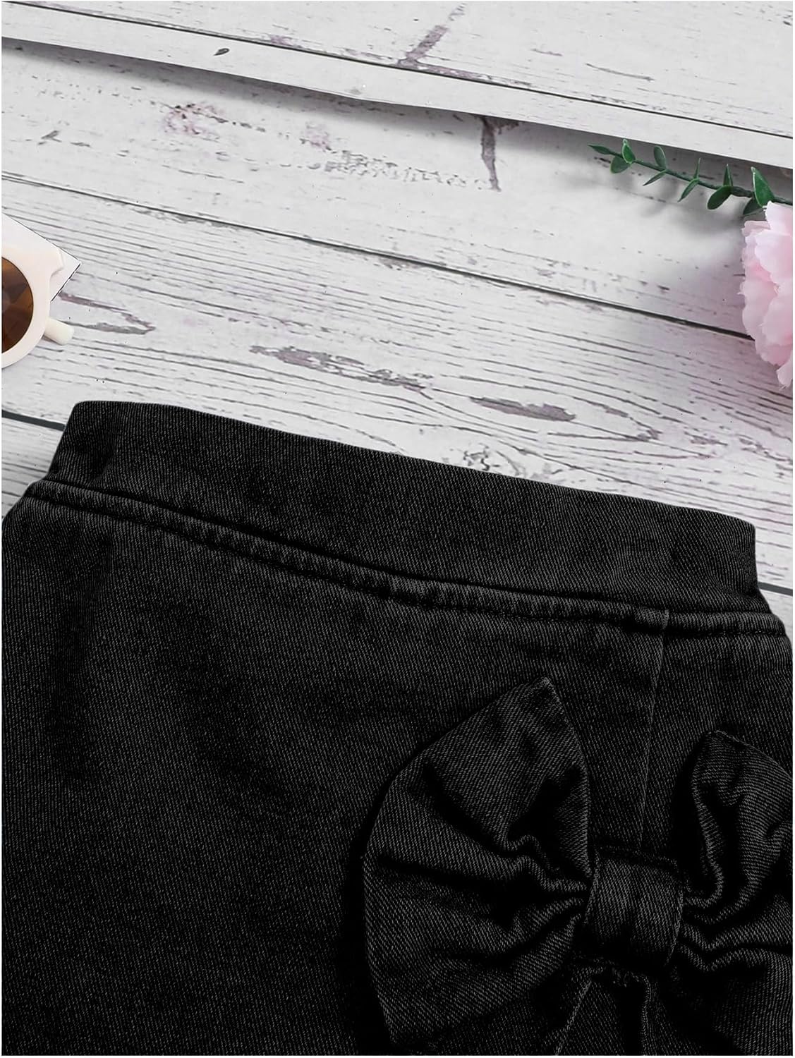 Girl's High Waist Denim Skort Bow Front Split Elastic Waist Summer Casual Jean Skirt Shorts - Image 2