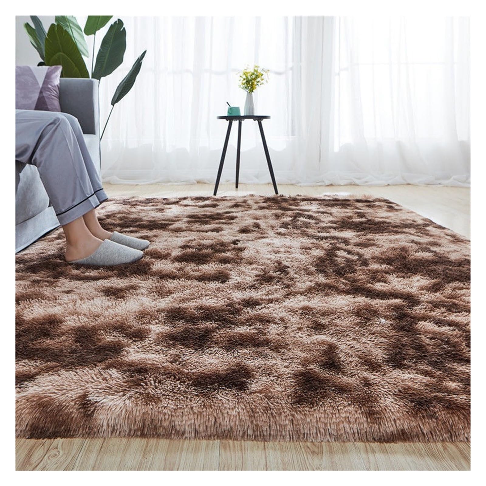 GOUSANG Alfombra de Salón 250 x 350 cm Alfombra Algodón Alfombra para Espacios Grandes Dormitorio Cabecera Alfombras para Salón Dormitorio Baño Sofá Silla Cojín, Marrón