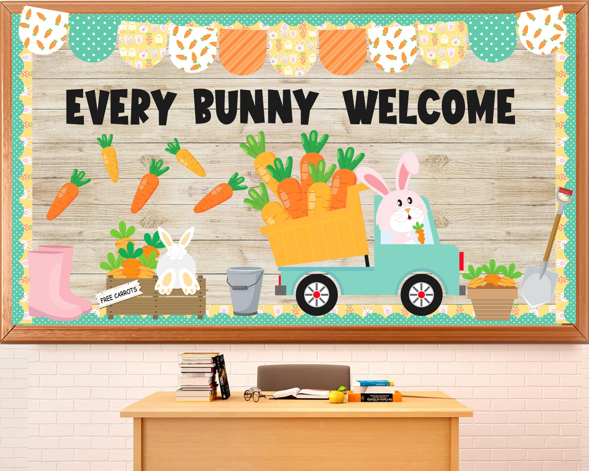 Easter Bulletin Board Decorations Easter Bunny Classroom Bulletin Board Set Spring Bunny Truck Rabbit Carrots Paper Cutouts for School Office Classroom April Chalkboard Wall Supplies