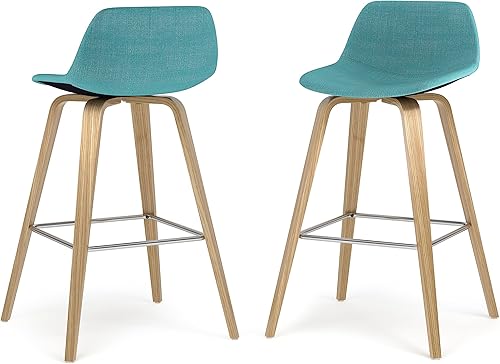 SIMPLIHOME Randolph - Taburete moderno de mediados de siglo de 26 pulgadas de ancho, altura de mostrador de madera curvada (juego de 2) con madera SIMPLIHOME Randolph - Taburete moderno de mediados de siglo de 26 pulgadas de ancho, altura de mostrador de madera curvada (juego de 2) con madera