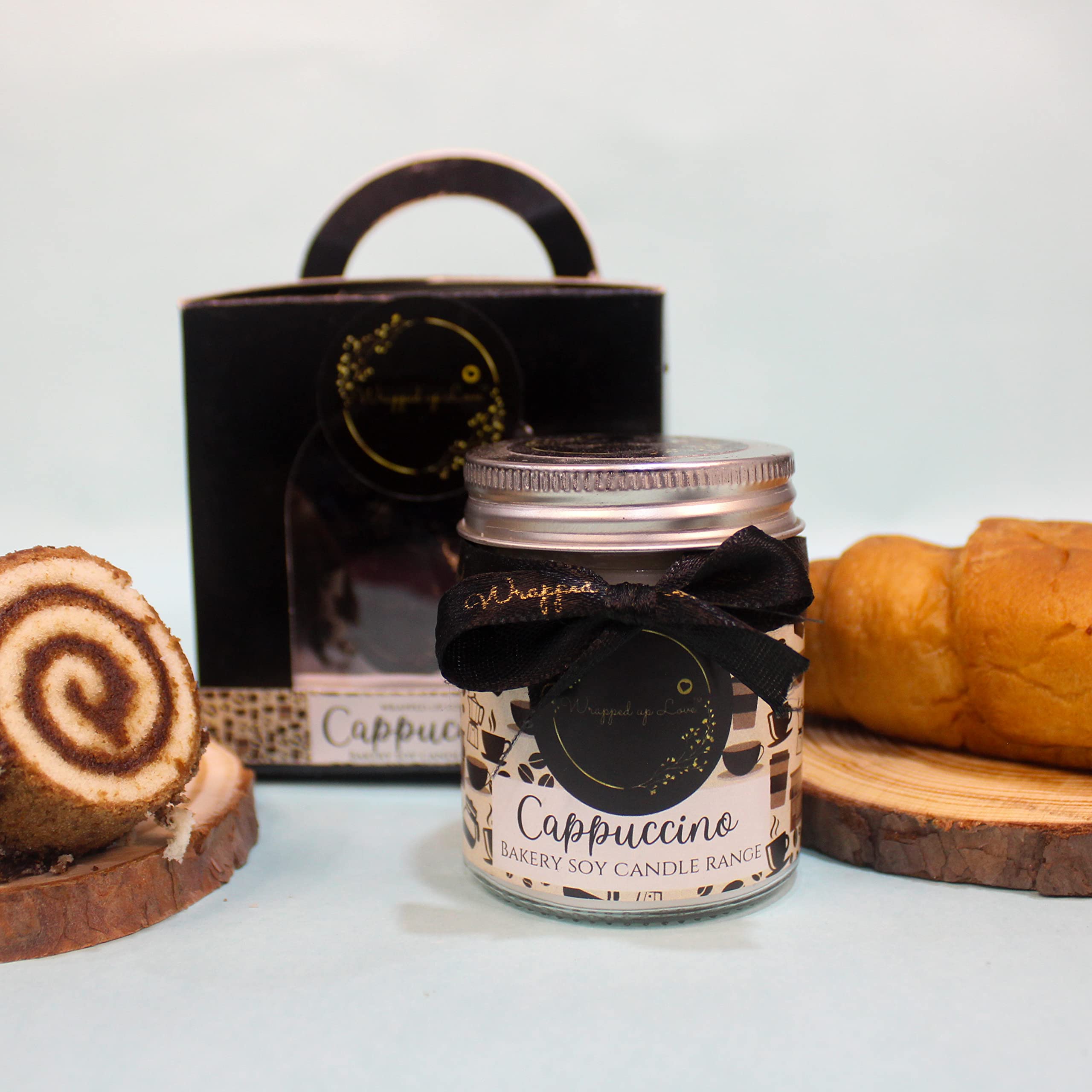 Wrapped up Love Soy Wax Scented Candles Bakery Range (Cappuccino Fragrance) - Soy Wax Scented Candle, Long Burn time, 100g