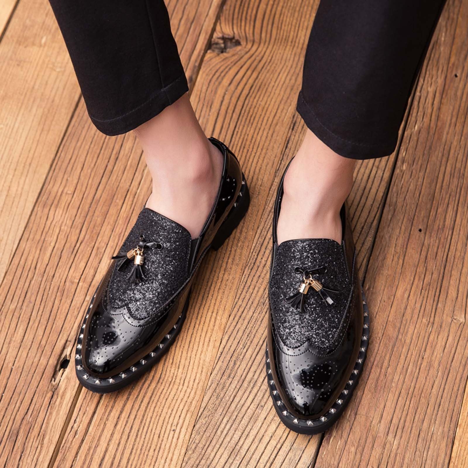 Scarpe da città da uomo con paillettes classiche scarpe vestite Oxford con lacci da uomo scarpe da sposa comode per attività commerciale ufficiale