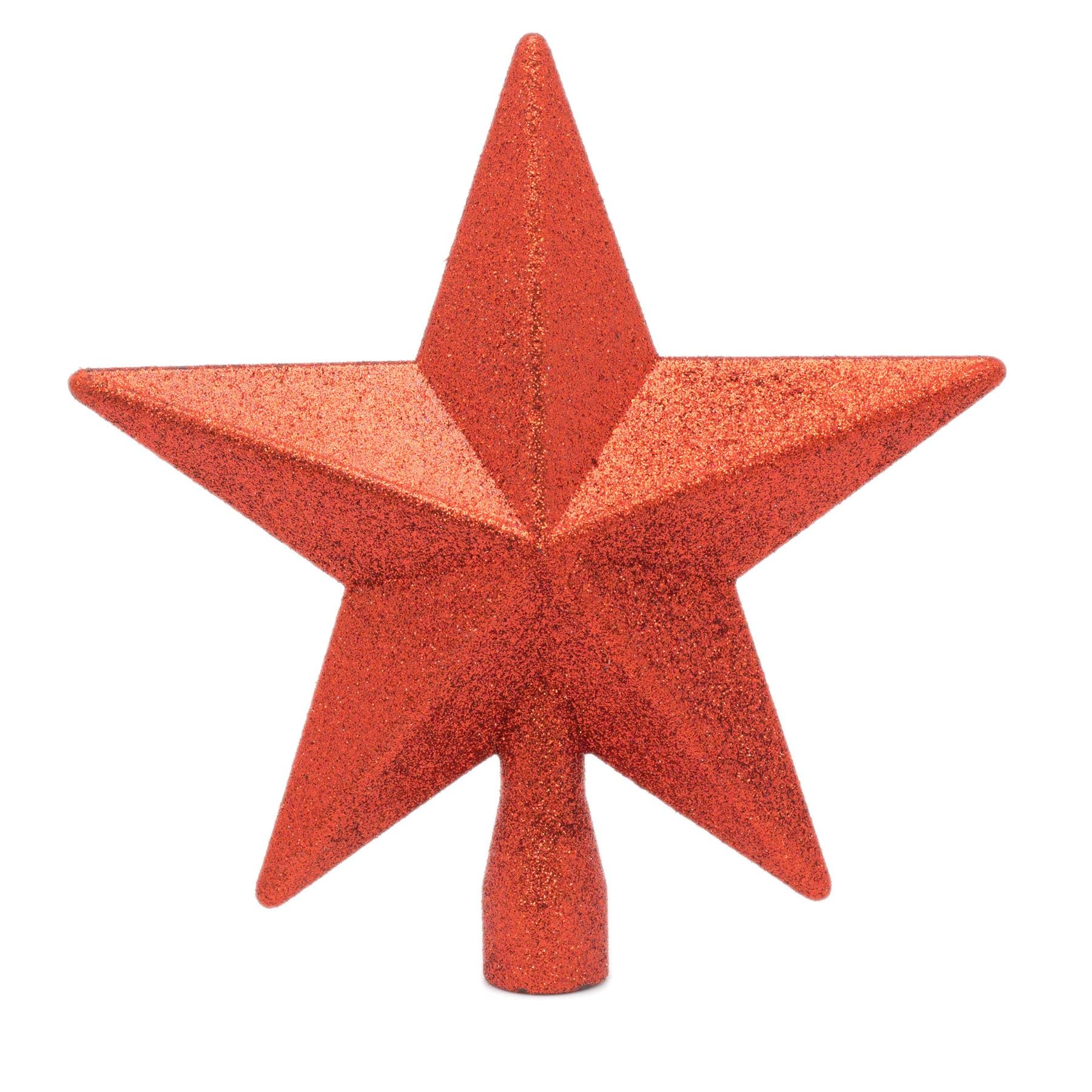 Stylish Red Star Christmas Tree Topper for Christmas Tree Decorations 19cm