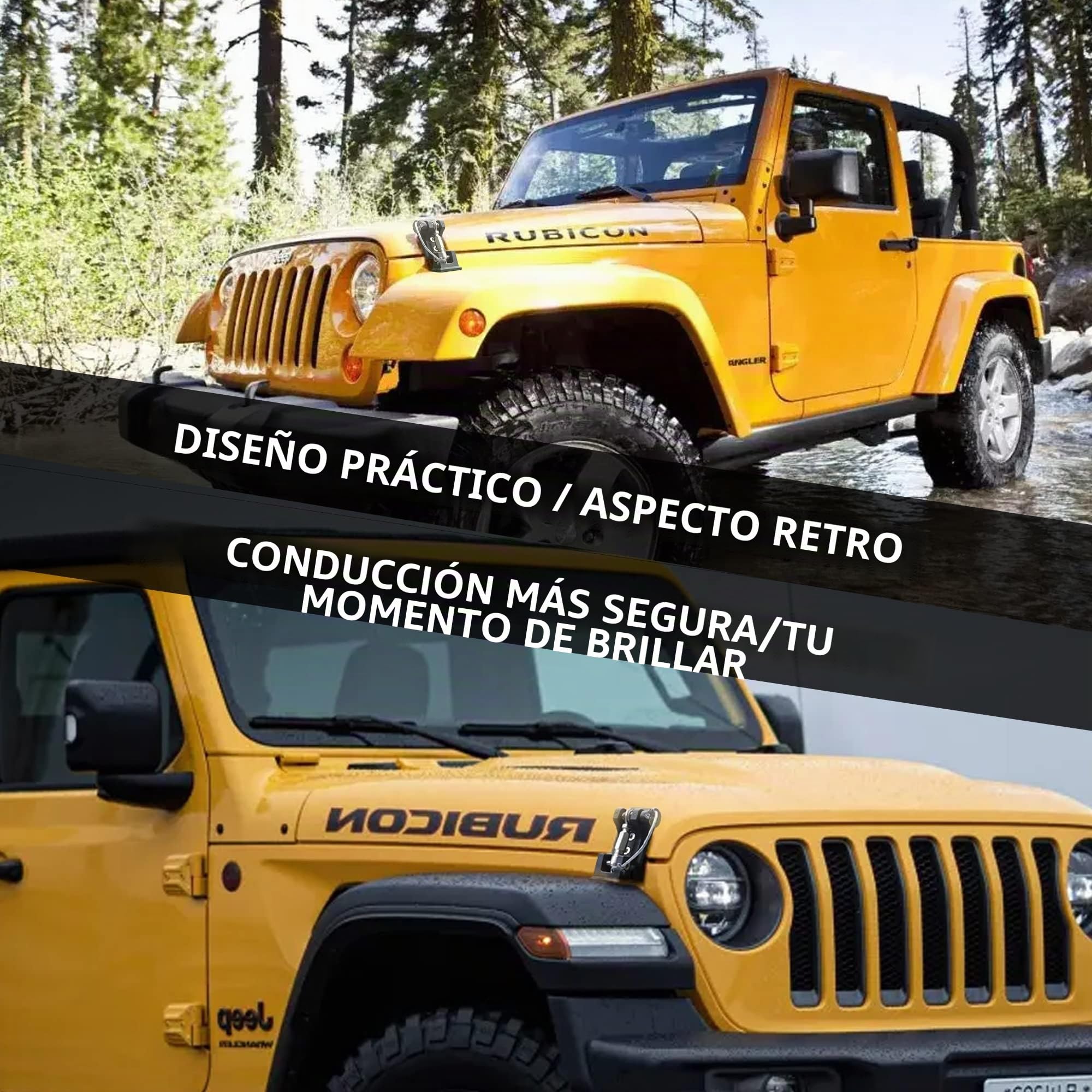 TJ - Cerradura de capó para Jeep Wrangler TJ 1997-2006, kit de cierre de seguridad de aluminio, elimina el aleteo del capó, 1 par negro con 2 llaves