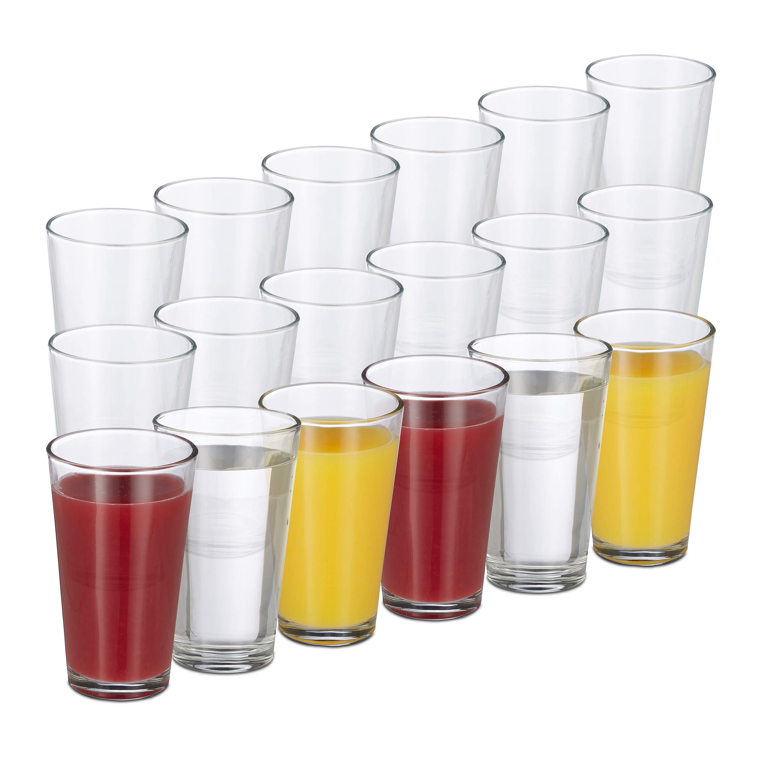 Relaxdays Verres à boisson, lot de 18, contenance 400 ml, eau, jus, sodas, colas, cocktails, design simple, transparent