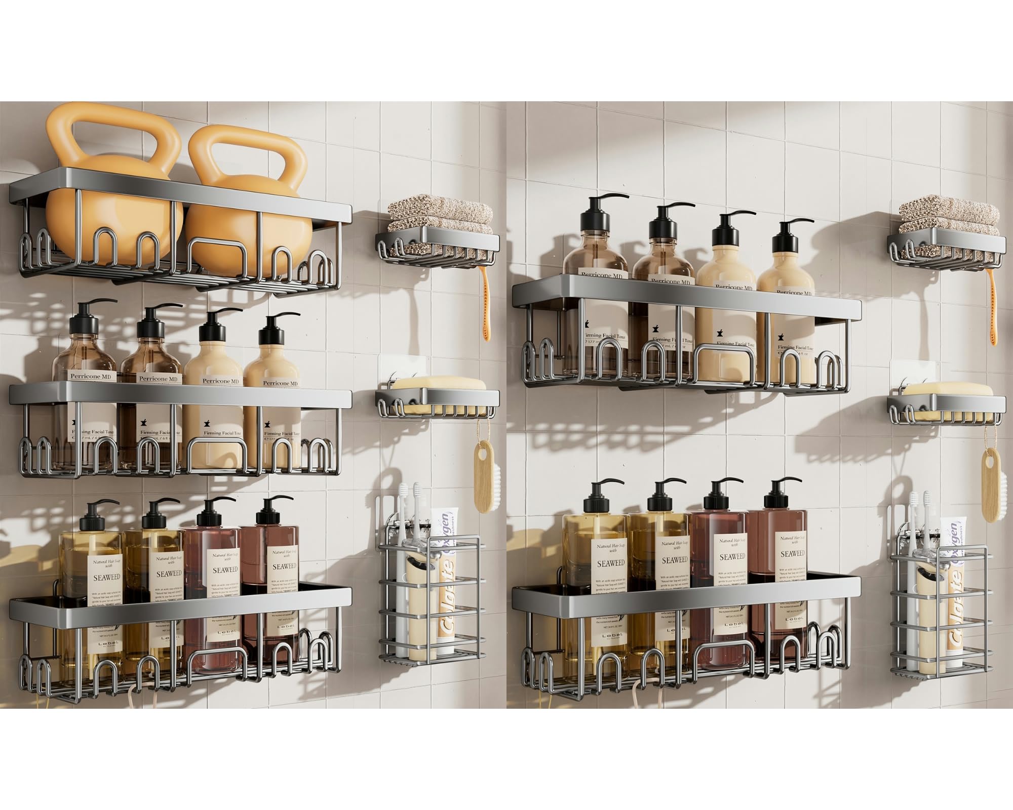 Veken Shower Caddy 11-Pack Silver