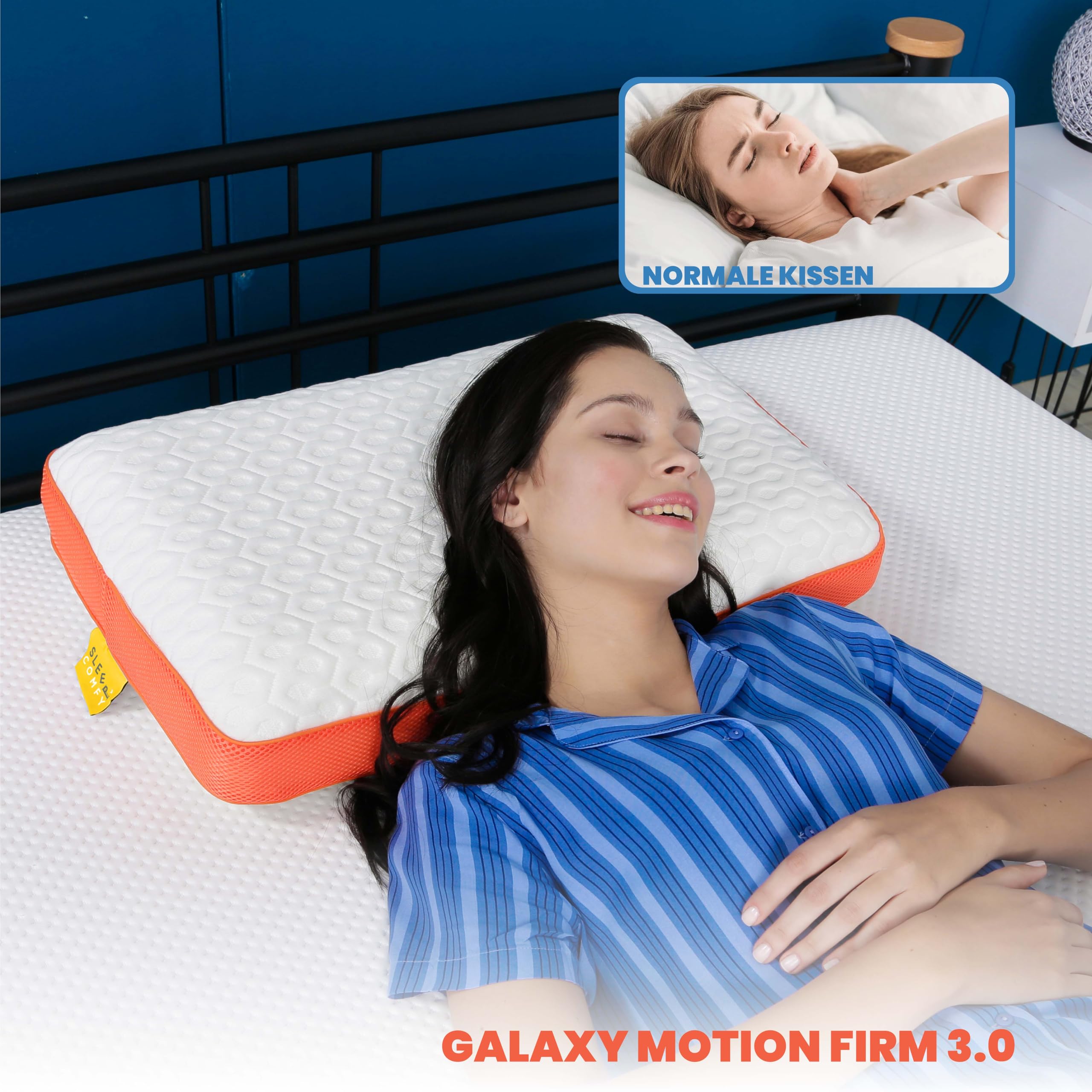 SLEEP COMFY Cuscino cervicale di lusso, in memory foam, ergonomico e ortopedico, con durezza, certificato Oeko-TEX, per tutti