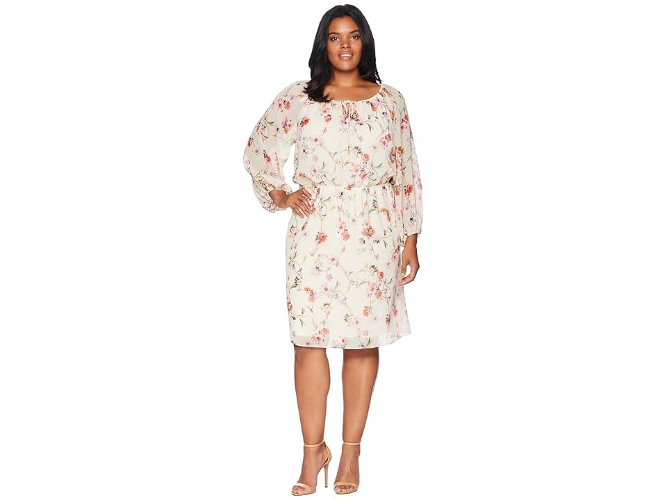 

Adrianna Papell Plus Size Bontia Oasis Peasant Dress (Ivory Multi) Women's Dress