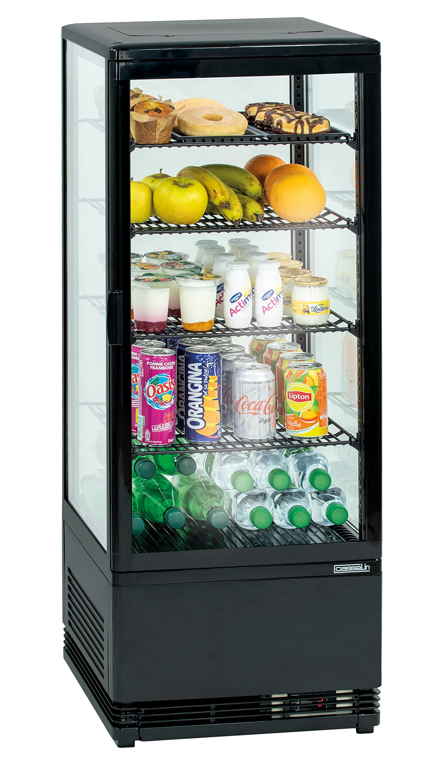 Casselin CVR58LN - Mini vitrina refrigerada positiva 58L, color negro