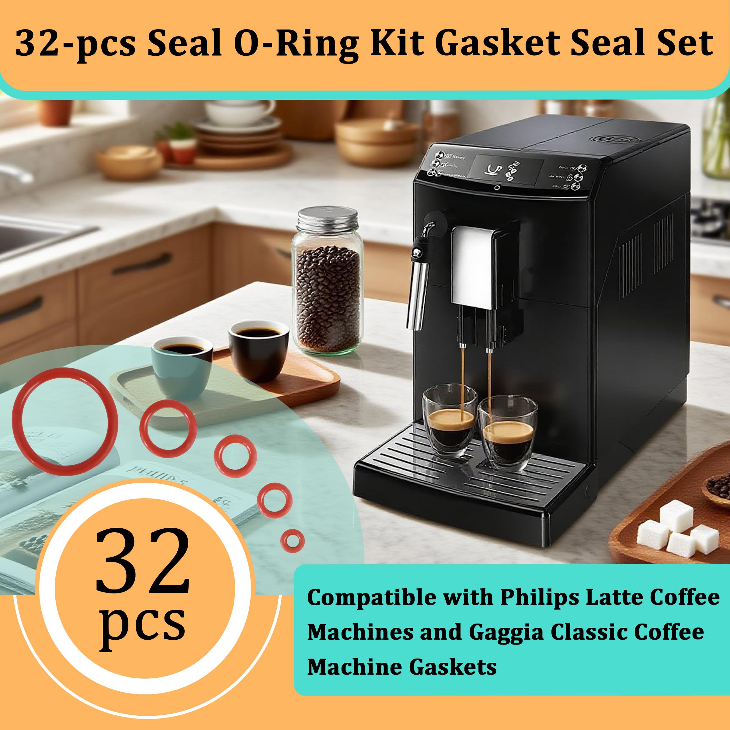 Coffee Machine Sealing Rings 30 Pack 30-Pack Silicone O-Ring Seals For Philips Saeco Gaggia Coffee Machines - Brewing Unit, Steam Valve, Outlet Replacement Rings Coffee Machine Gasket Repair Kit