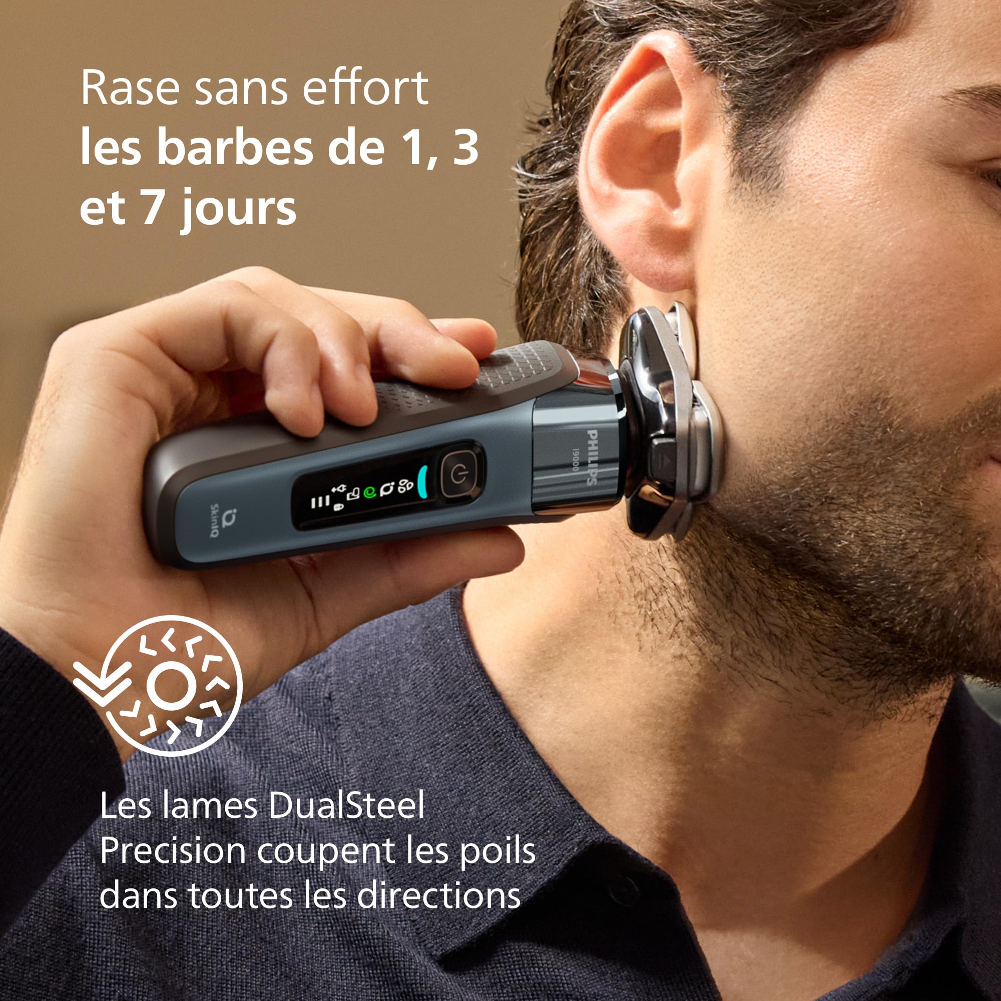 Philips Rasoir i9000, Rasoir électrique sec et humide, Taubenblau, avec technologie Skin IQ, système triple lift & cut, 360 rotatif Dual SteelLames de précision de précision, Pod Quick Clean, X9001/30