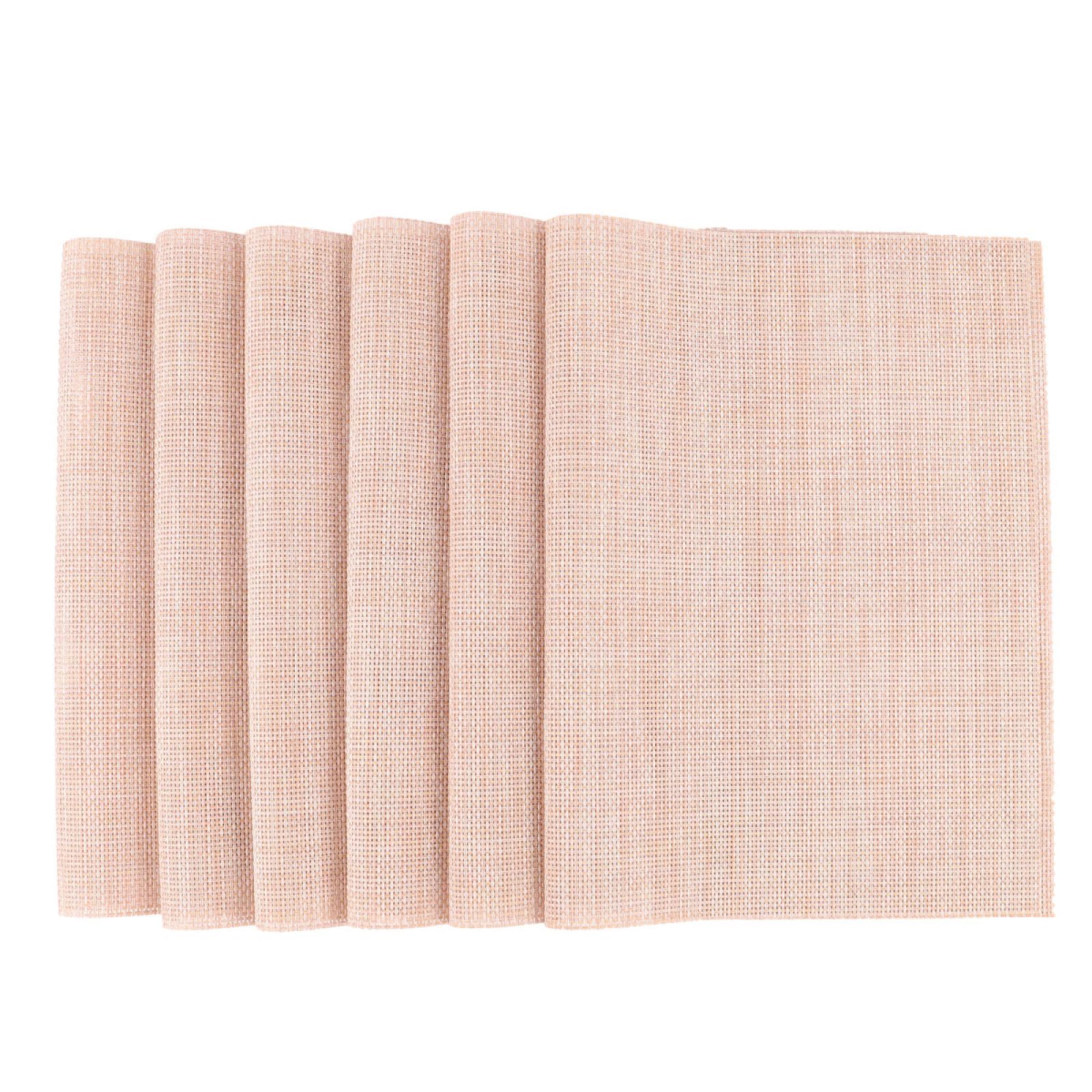 Tapis isolant de cuisine beige Ciieeo | Lot de 6 sets de table à carreaux imperméables