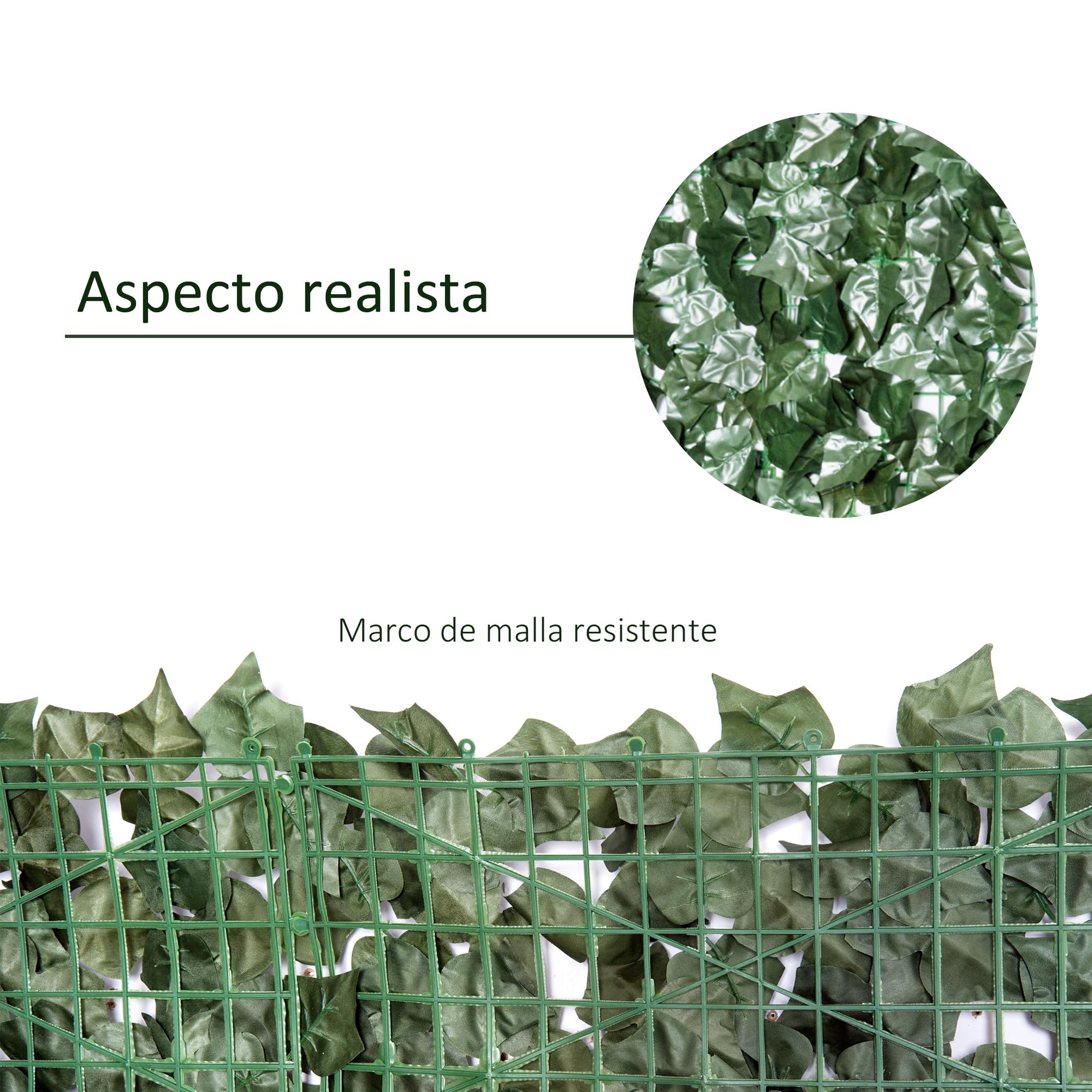 Outsunny Seto Artificial Ocultación Jardín en Rollo 3x1,5 m Pantalla de Valla de Privacidad de Hiedra Artificial Fácil Montaje para Terraza Balcón Exterior Decoración de Hojas Verde