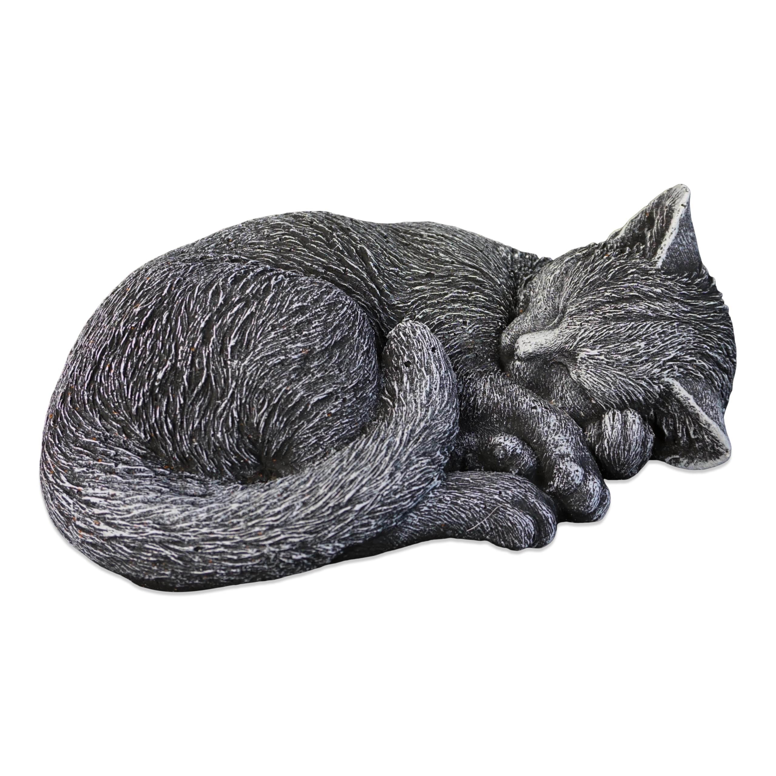 gartendekoparadies.de Śpiący kot antyczny, kamienna figurka, wys. 11 cm, 4,5 kg, wielokolorowa, odporna na mróz z odlewu kamiennego do użytku na zewnątrz