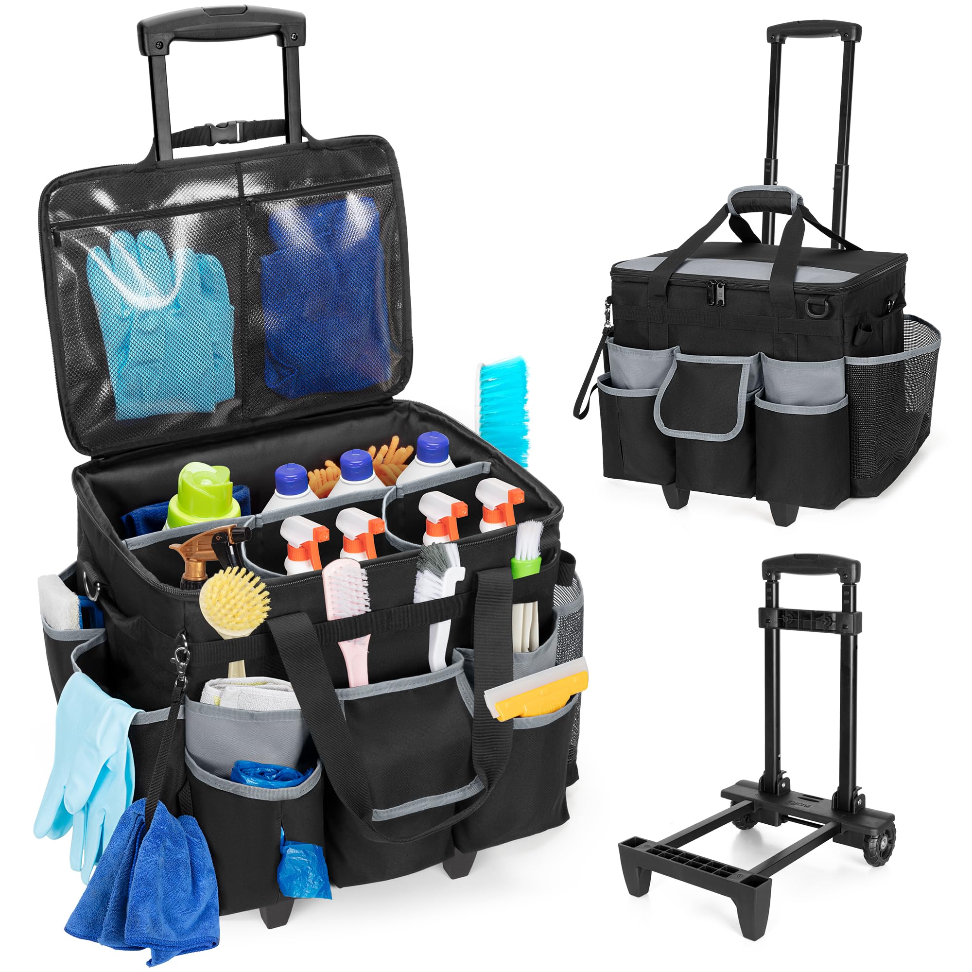 Professional Large Rolling Cleaning Caddy and Detachable Trolley for Mobile Cleaning Supplies Organization