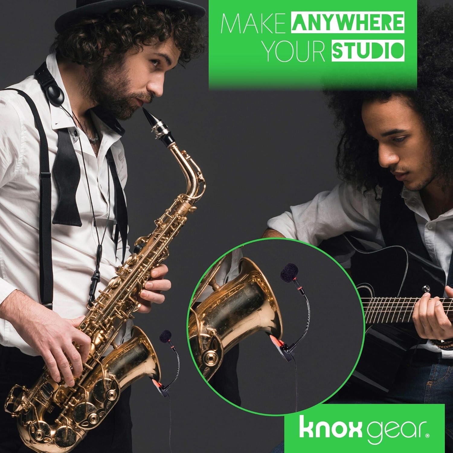 Knox Clip-On Gooseneck Instrument Microphone – Condenser Mic for Sax, Clarinet, Trumpet and Percussion – Rubberized Clip, Flexible Neck, (Requires Phantom Power not Included) : Musical Instruments