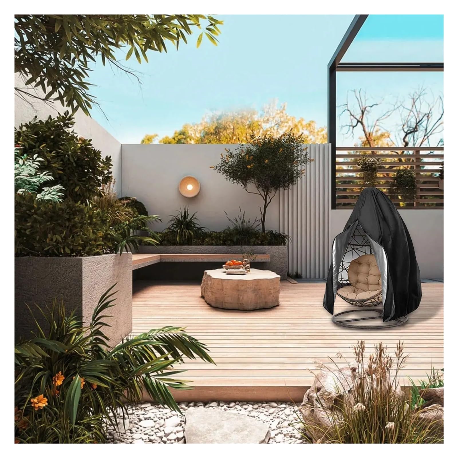 Housse pour Fauteuil « Egg » de Jardin, Housse de Chaise Oeuf Suspendue Noir 115x190cm