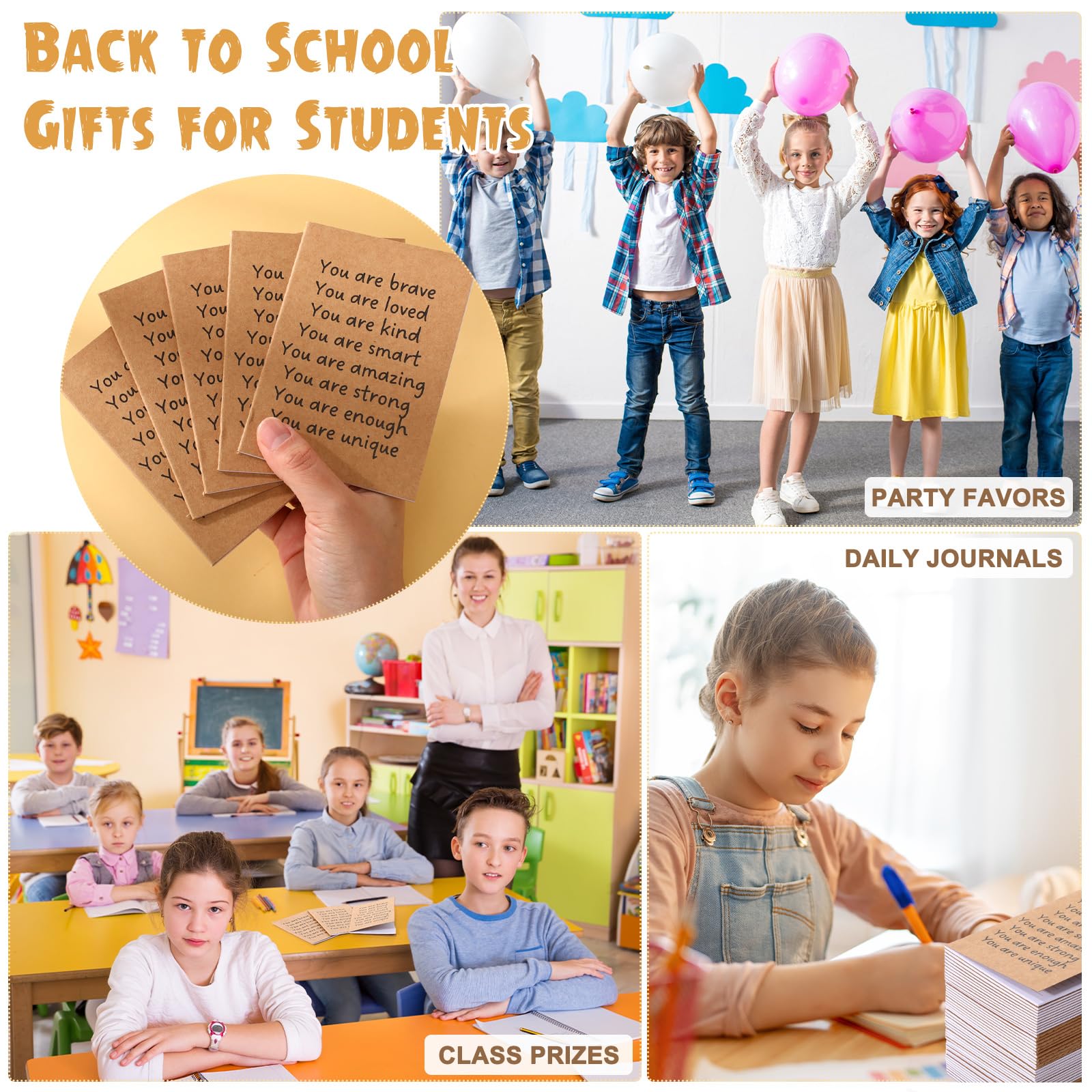 Spakon 96 pezzi regali per il rientro a scuola per studenti Mini quaderni ispiratori piccoli diari tascabili affermazione positiva blocco note motivazionale primo giorno di scuola regali per