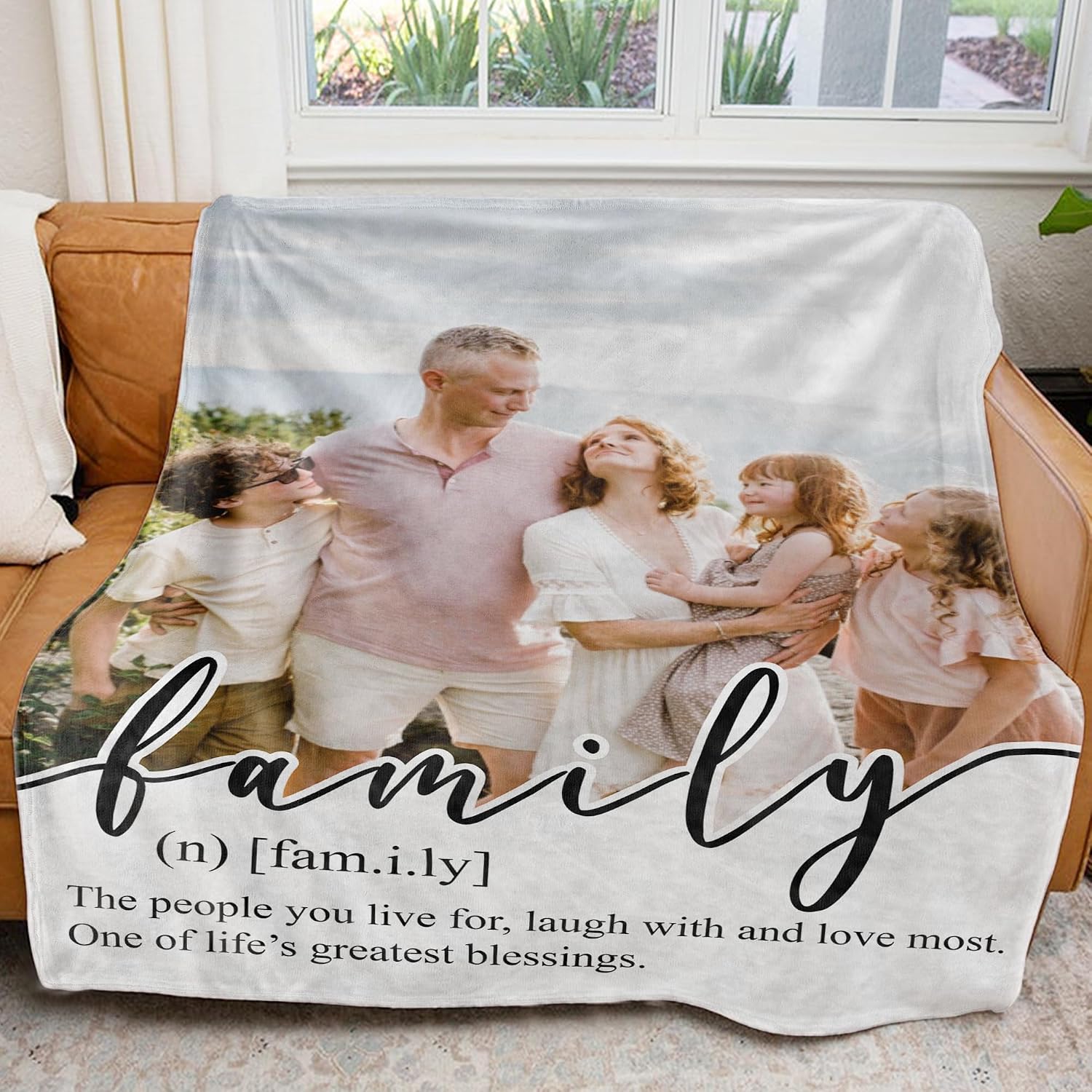 GOSSBY Personalized Custom Blanket Family Personalized Gifts for Mom Dad, Custom Throw Blankets, Customized Gifts for Women Men Family Friend Girlfriend on Birthday Christmas Mothers Fathers Day Valen