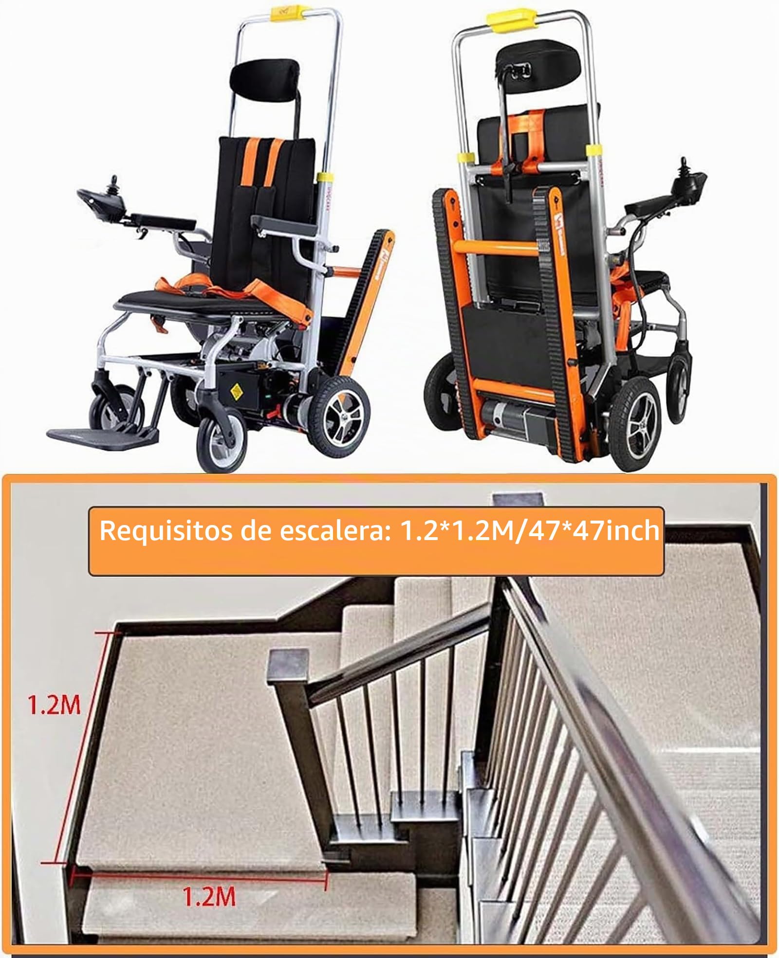 Subidor De Escaleras EléCtrico sobre Orugas, Silla de ruedas eléctrica,Silla subeescaleras para pacientes Silla subeescaleras móvil, estilo oruga/inteligente, con panel de control/para subir/bajar, pa