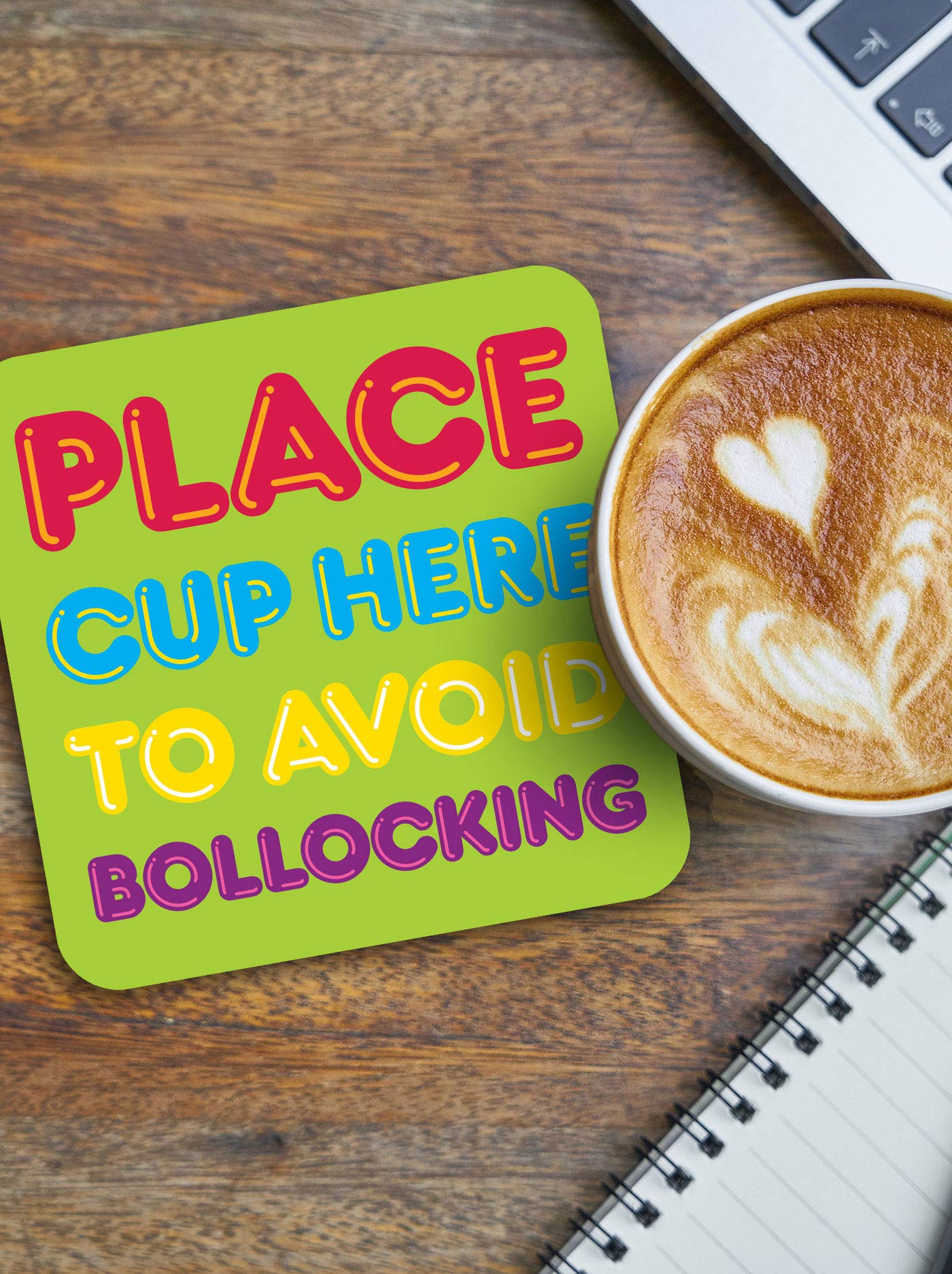 Brainbox Candy Novelty Coaster - 'Place Mug Here To Avoid Bollocking' Funny Rude Drink Mat (10x10cm) - View #5
