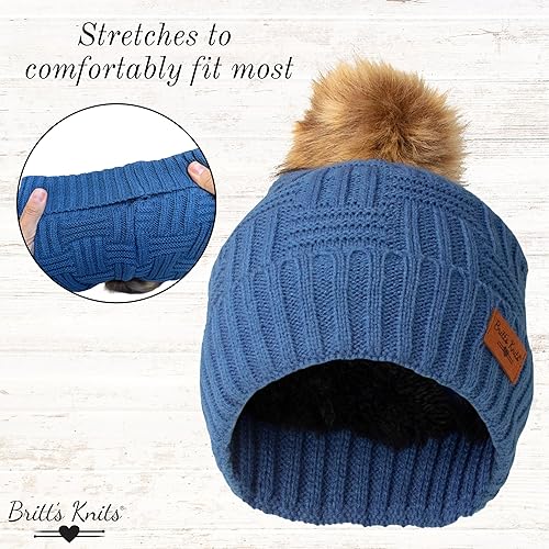 Miniatura 3 de Britt's Knits Sombrero de punto forrado de felpa con pompón para mujer