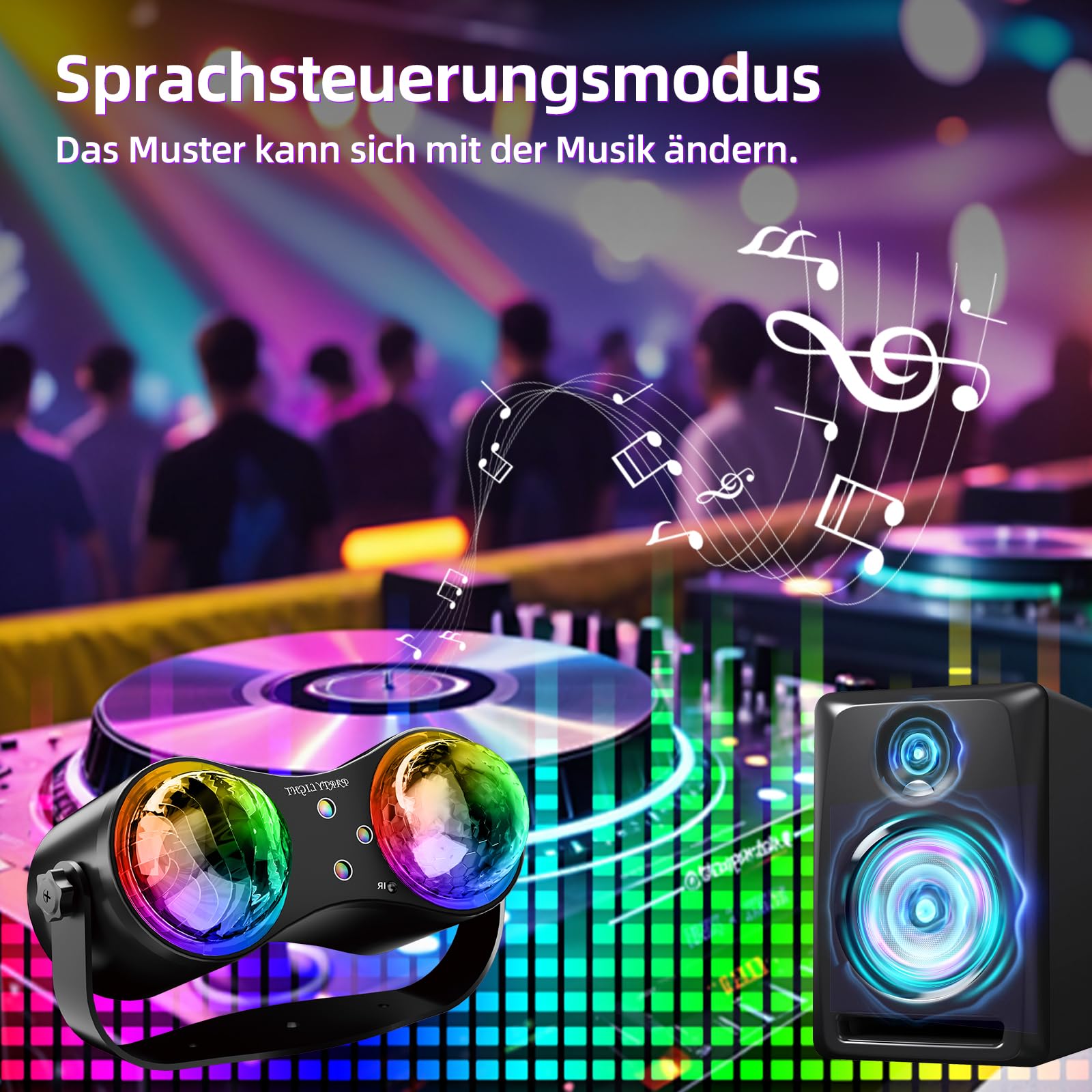 Disco Party Light – Sprachgesteuerter Stroboskop-Sternenhimmel-Projektor mit Fernbedienung, DJ-Bühnenlicht, geeignet für Partys, Bars, Geburtstage, Hochzeiten, KTV und andere Anlässe.