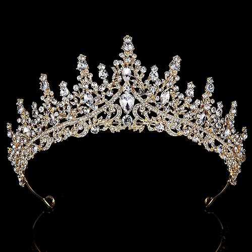Miniatura 2 de Tiara de boda de cristal para mujer, tiara de princesa con diamantes de imitación, diseño de reina real, perfecta para novia, aniversarios,