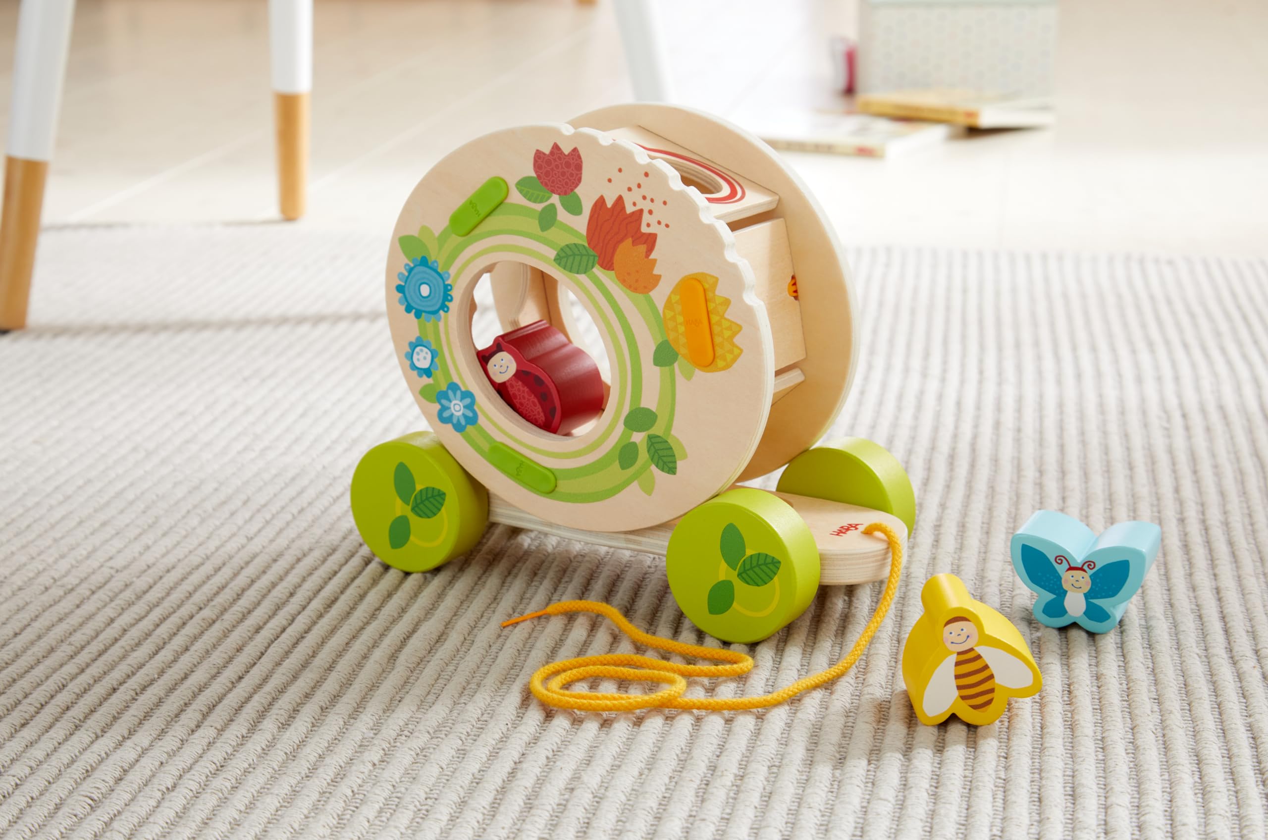 HABA Flower Meadow Pull Wooden Toy Pull Along Toy for Children from 1 Year